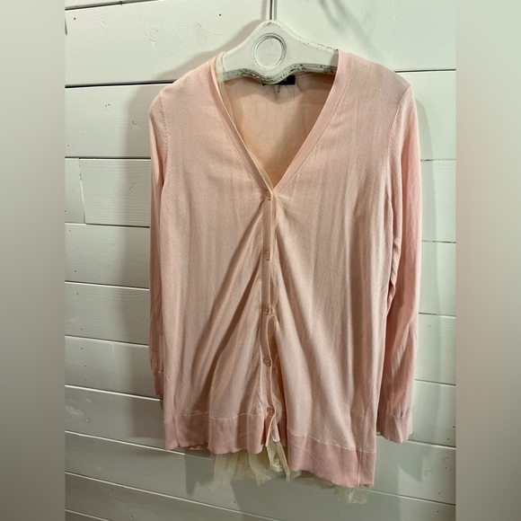 TWINSET baby pink cardigan  with tulle hem  size M - Picture 8 of 14